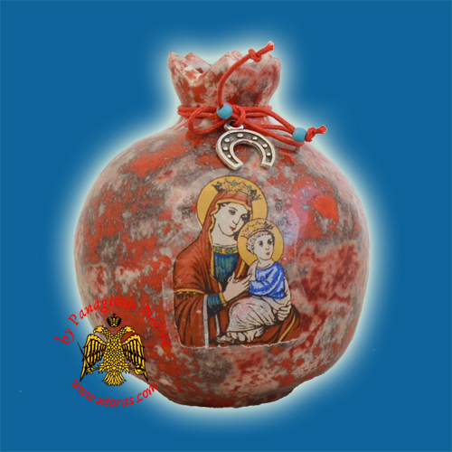 Ceramic Pomegranate MultiRed Colour with Theotokos